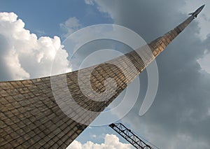 The shiny and brilliant Monument to the Conquerors of Space in Moscow, Russia